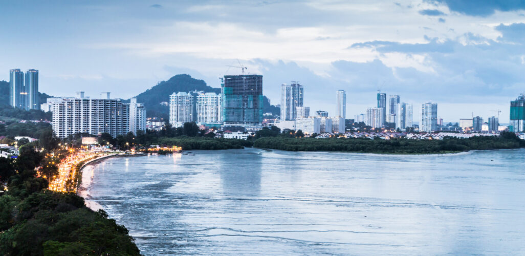 Gurney Drive, Penang popular tourism destination during dusk hou