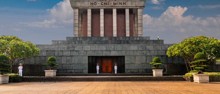 Ho Chi Minh Mausoleum in Hanoi, Vietnam in a summer day