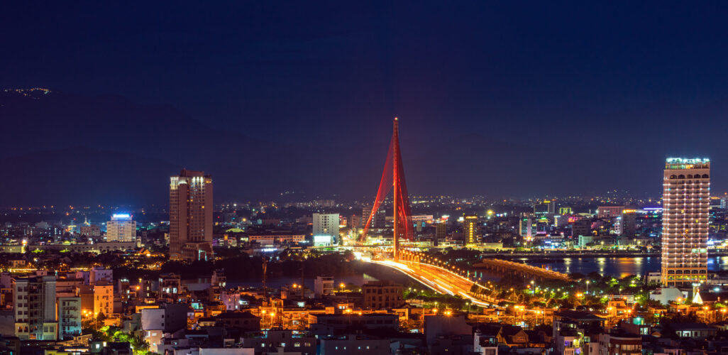 Skyline of night Da Nang city